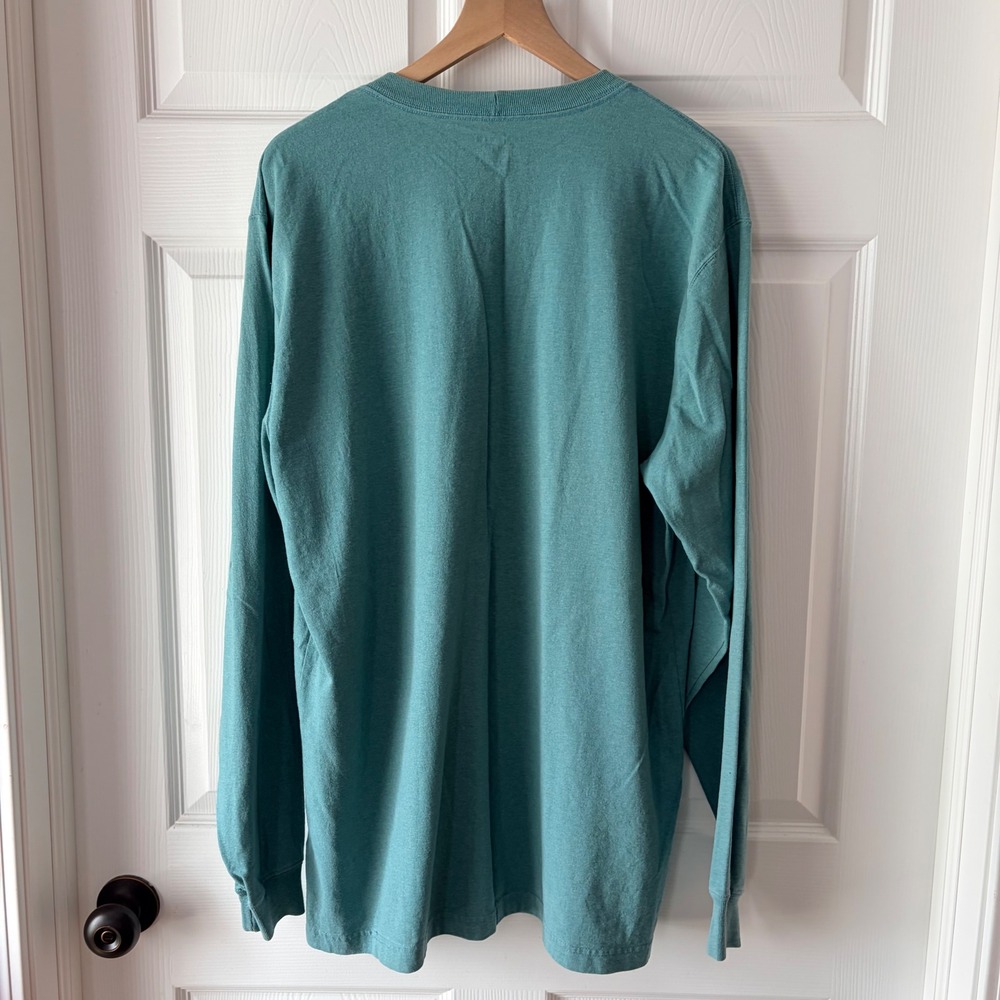 Carhartt Mens Large Tall Loose Fit Long Sleeve Graphic T-Shirt Teal Green Logo - Picture 5 of 5